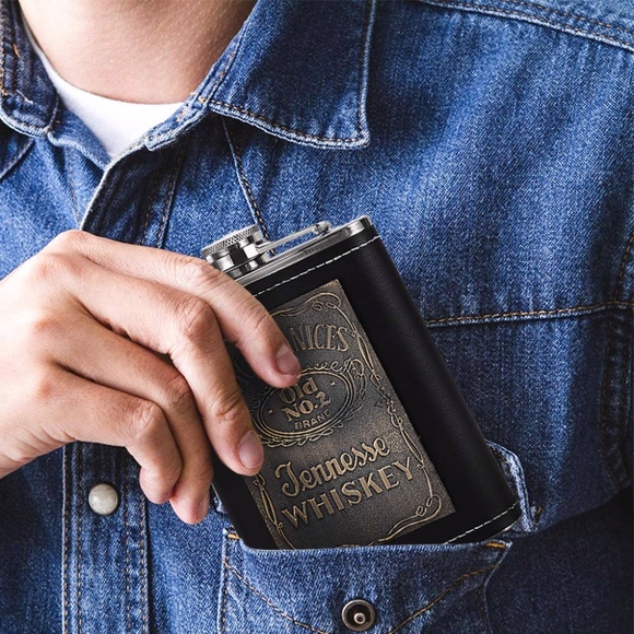 Leather & Stainless Steel Jack Daniel's Flask NWT - Picture 4 of 7